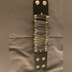 Hot topic black faux leather paper clip cuff bracelet. Worn twice.